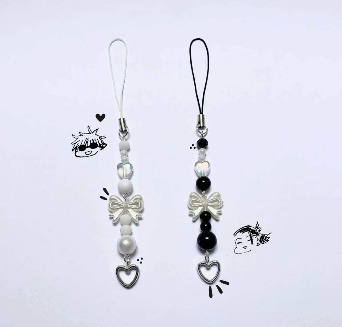 Black and white theme couple phonecharms π€π€ ( pair of two phonecharms as shown)