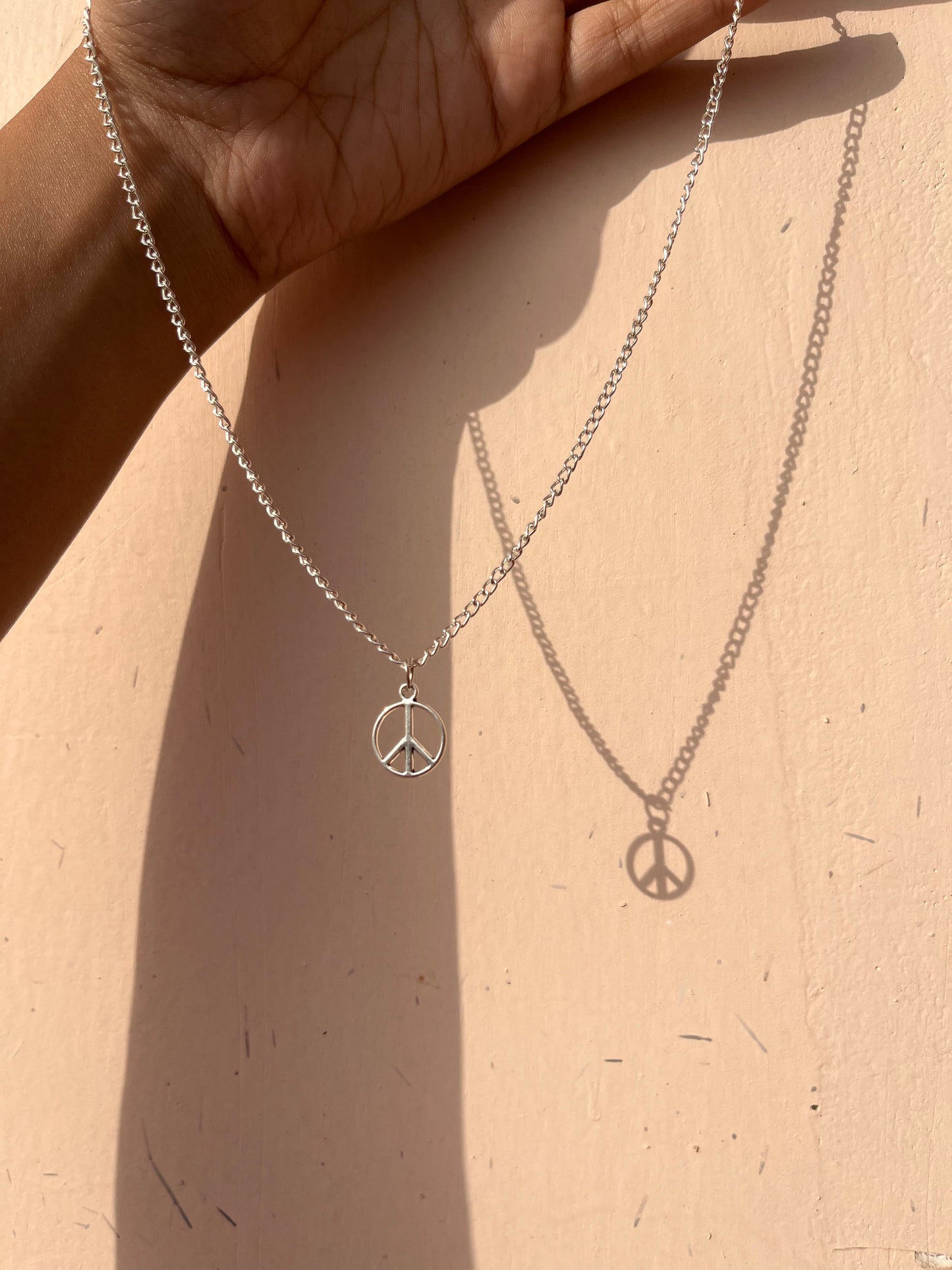 Peace sign ☮️ silver chain necklace