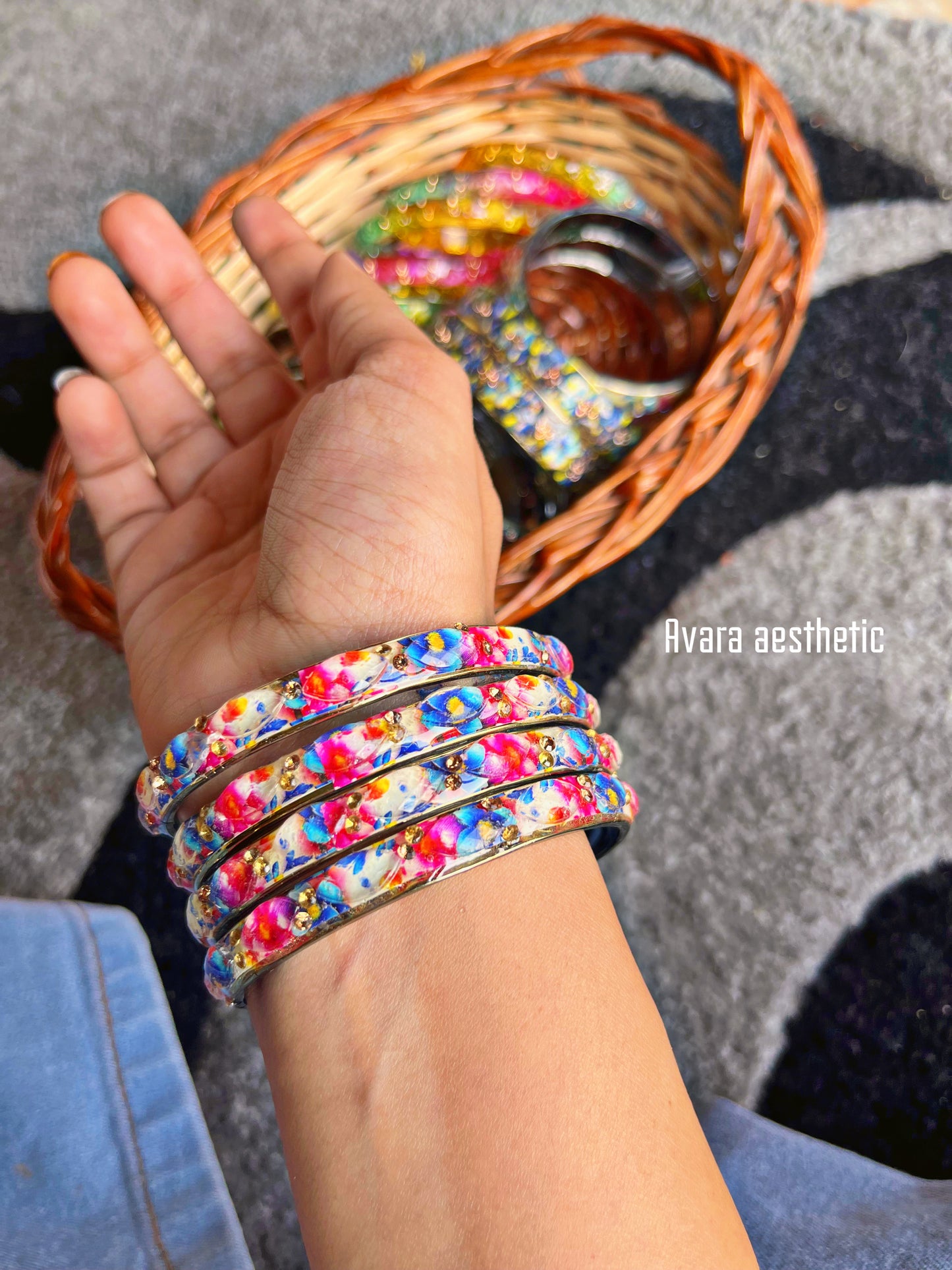 Gulabi noor🌸 bracelet bangle stack ( stack of 4 bangle bracelets as shown) standard size bangle set 😍