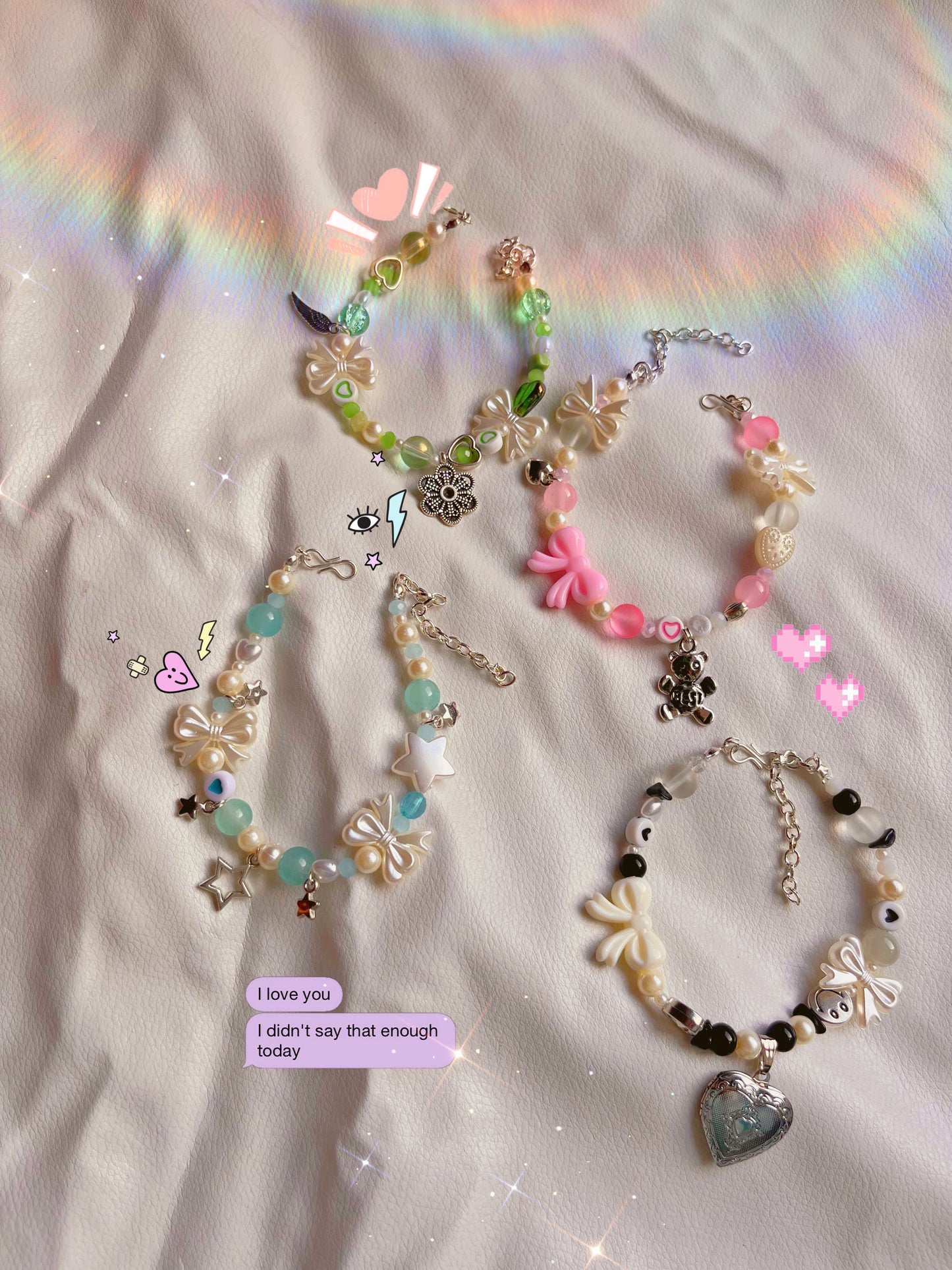 Pink couquette teddy theme adjustable bracelet π§Έβ¨π