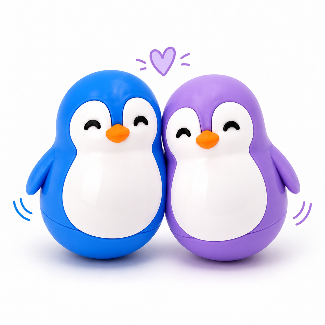 Roly Moly Penguin Couple Set – Blue & Purple 🐧💜