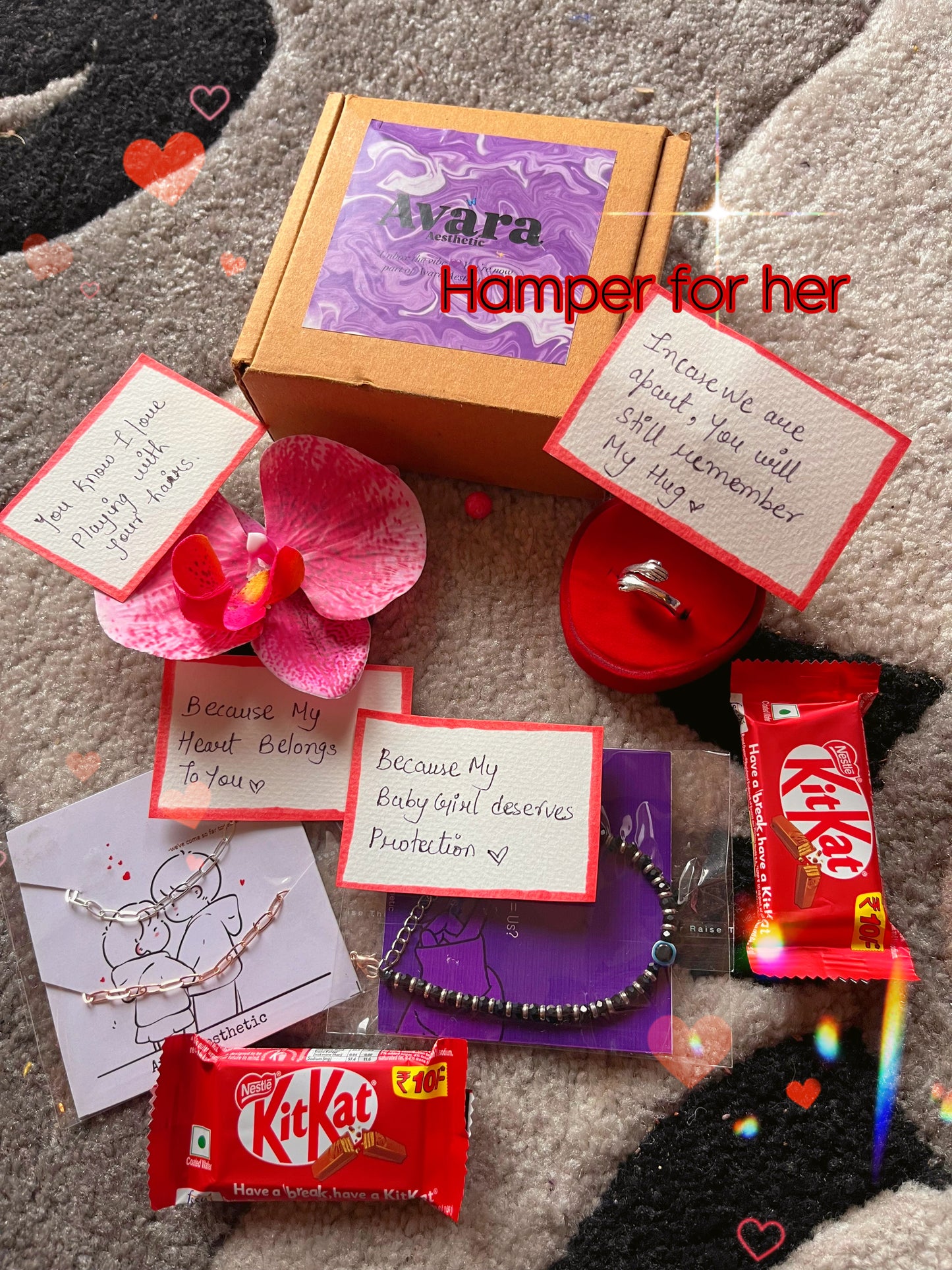 Girlfriends gift hamper for her💝 ( consist of 6 items as shown with cute notes )