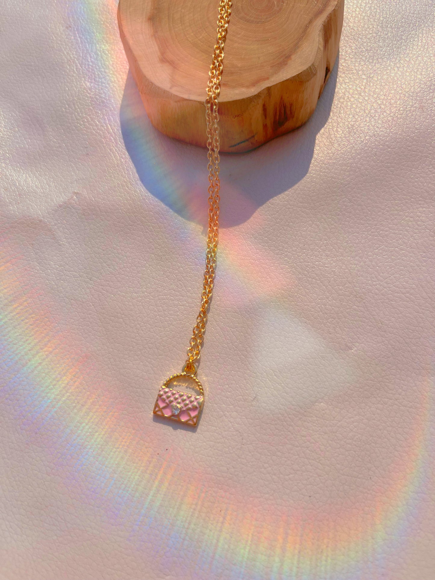 Pink envolope theme chain necklace ๐
