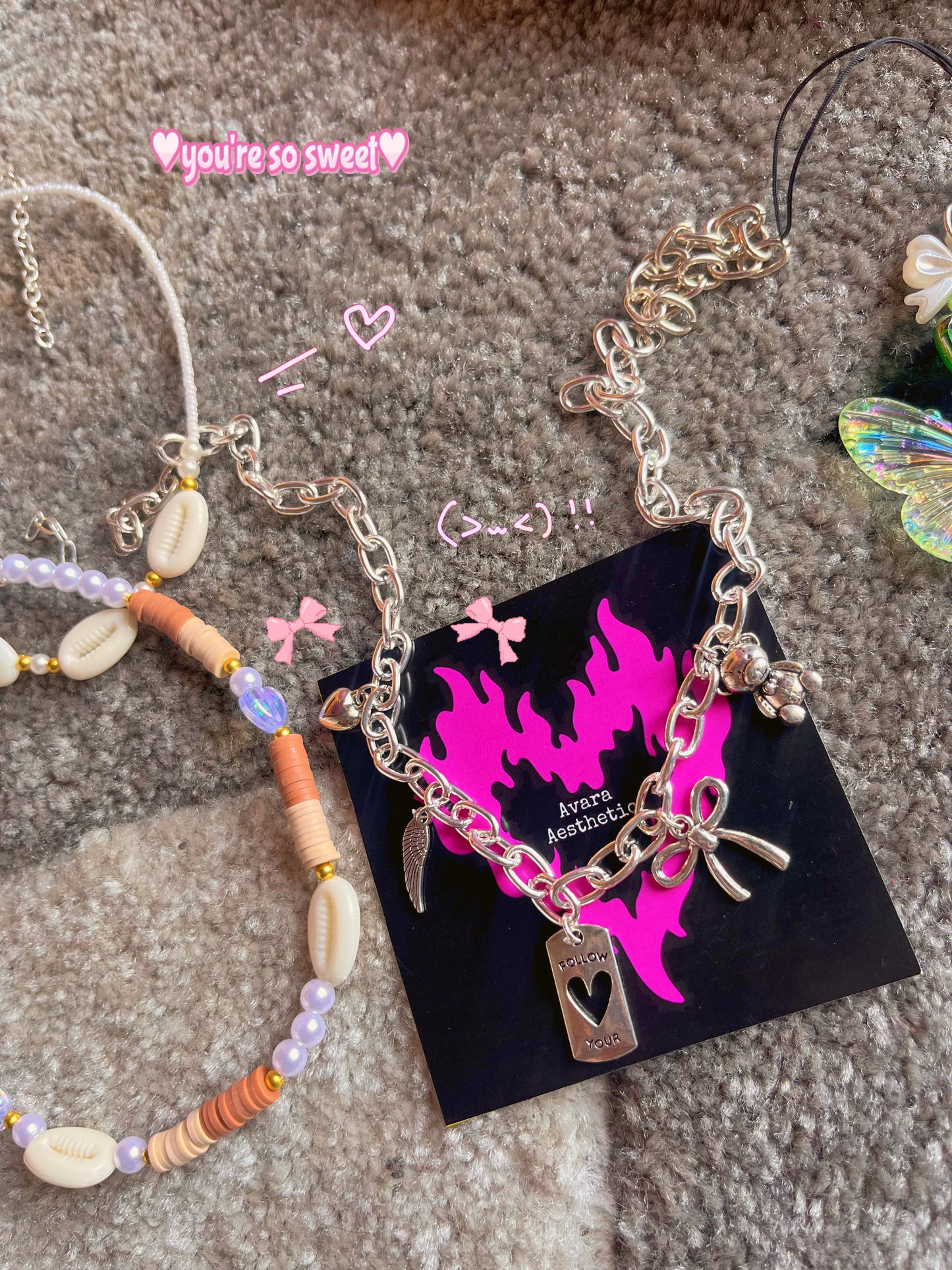 Silver theme charms necklace ππ§Έβ₯οΈ