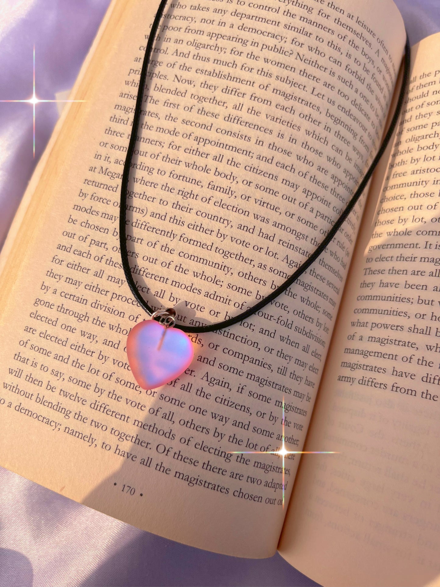 Pink crystal stone cord necklace