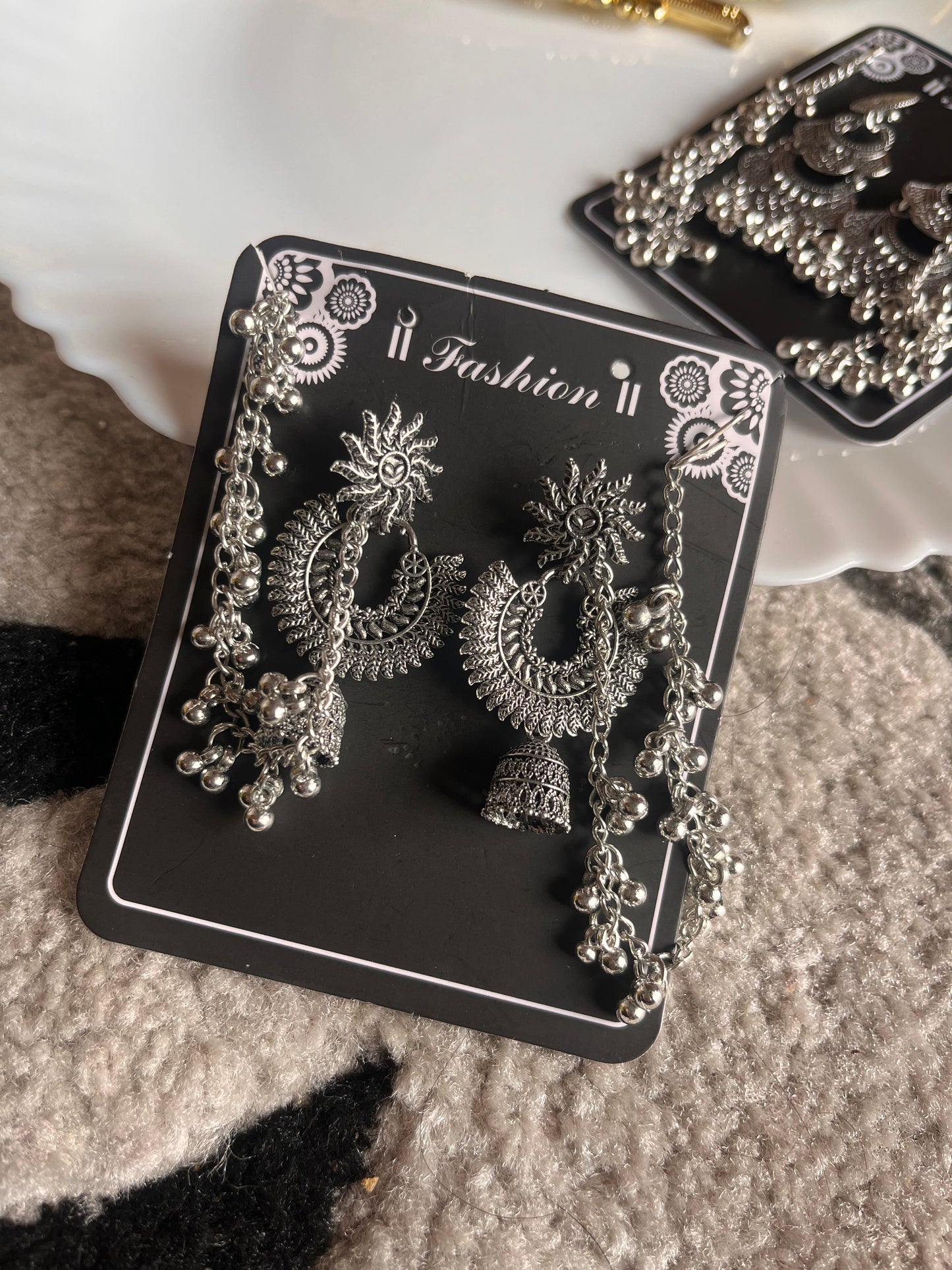 Jhanak jhumkha oxidised silver plated jhumkhi earrings π¦’πͺ