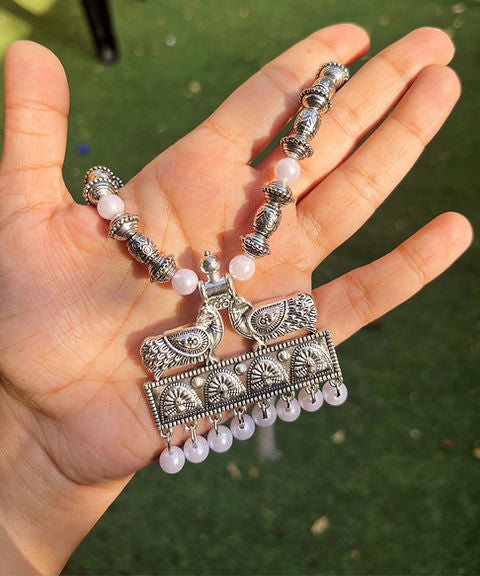 Neerjaa✨pearl oxidised necklace set with earrings