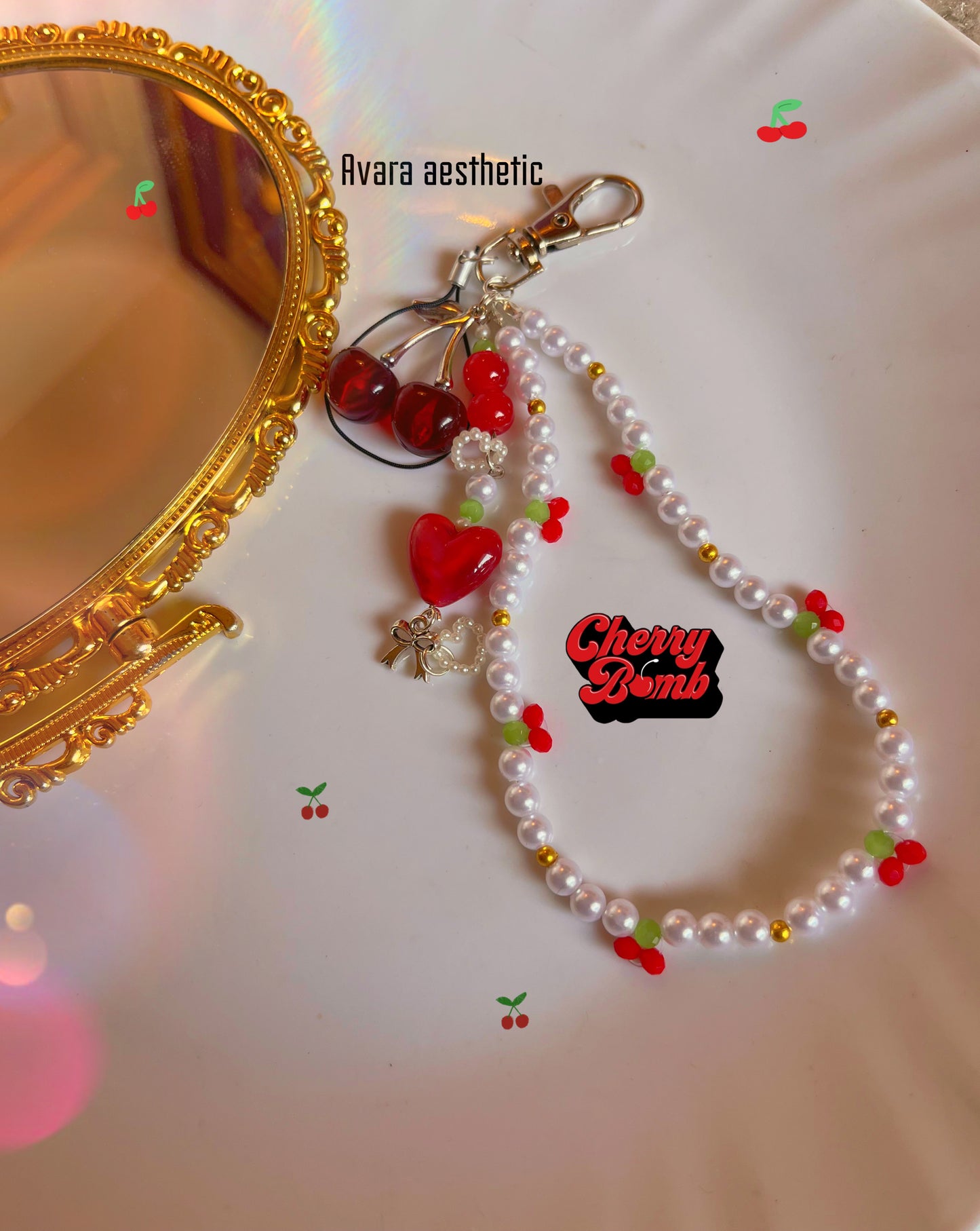 Cherrycore “cheri cheri” handmade keychain/phonecharm /bagcharm🍒❤️🎀