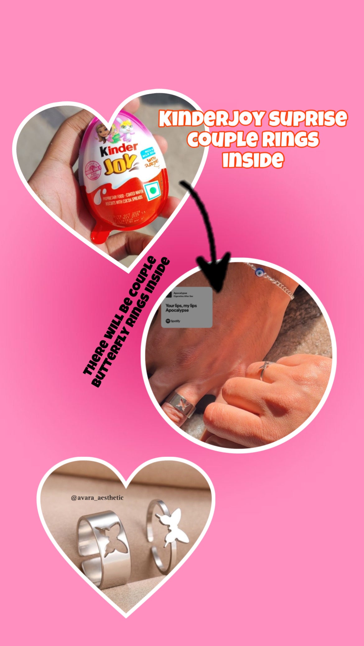 Suprise kinder π( there will couple butterfly rings combo there pair of two rings as shown )