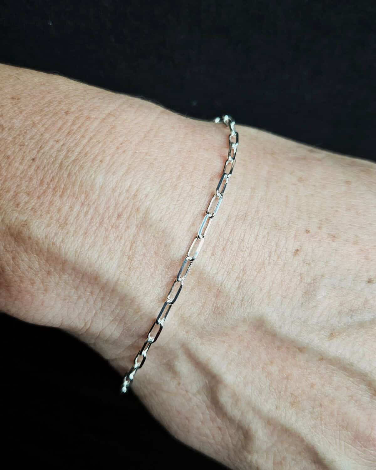 Paperclip thin silver-plated stainless steel chain adjustable bracelet ⛓️💥