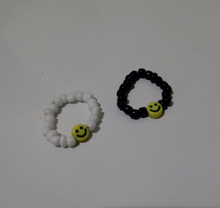 Black white smiley rings😄🖤🩶