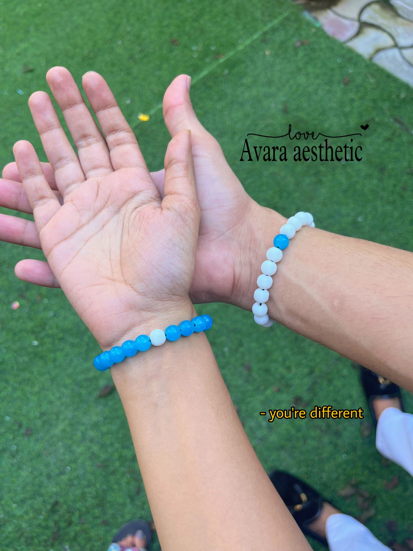 Blue white theme couple bracelet combo π€π