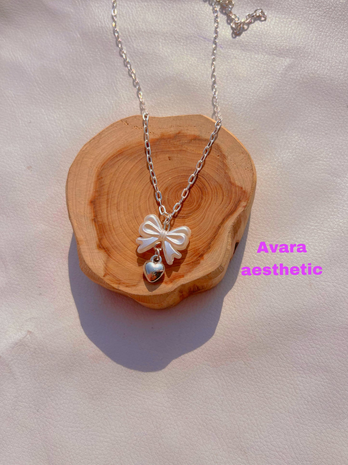 Bow heart chain necklace 🎀🩶