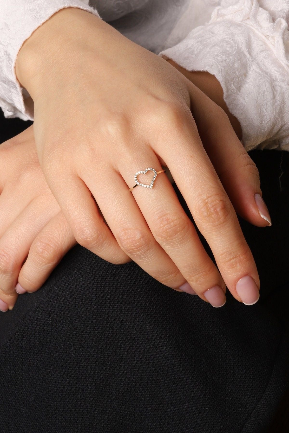 Celeste Open Heart Ring | Silver plated Crystal Heart Ring for Women💌