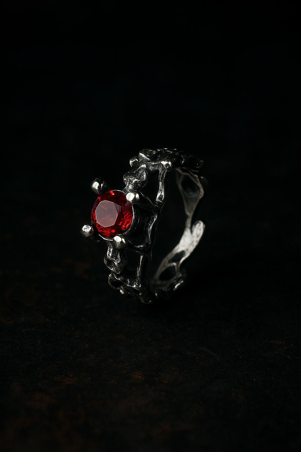 Bloodfire🩸 gothic unisex adjustable stainless steel base ring 🥀