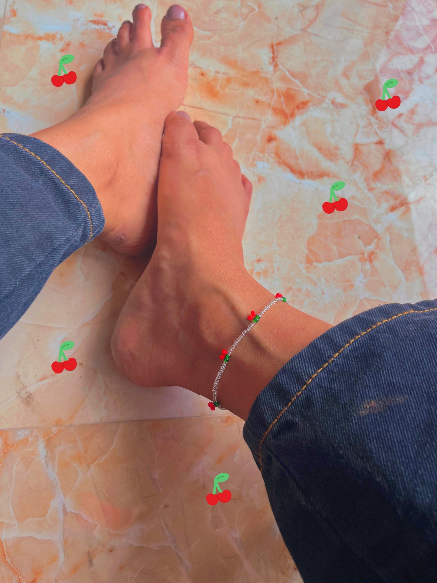 Cherry theme anklet🍒