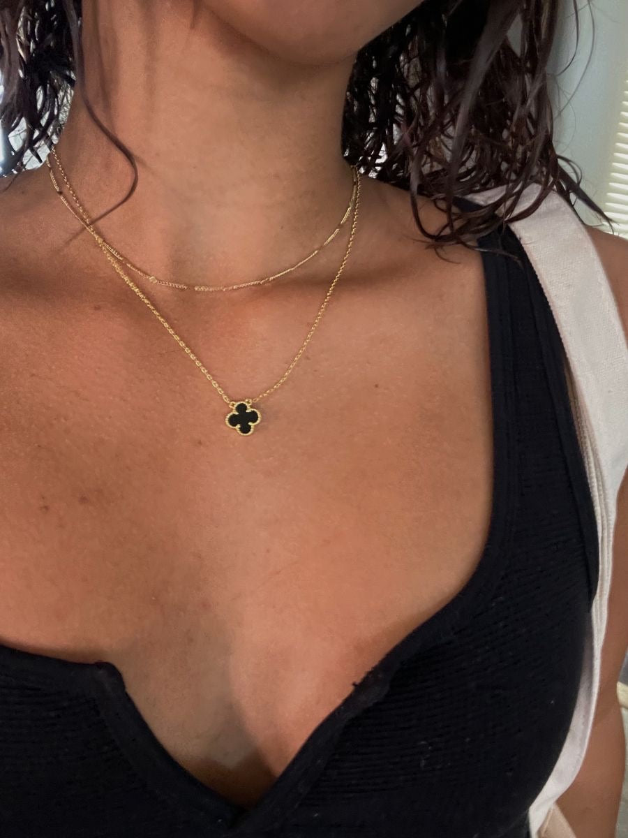 18k gold plated clover necklace chain 🌸 ✨( Anti tarnish | waterproof | hypoallergenic)