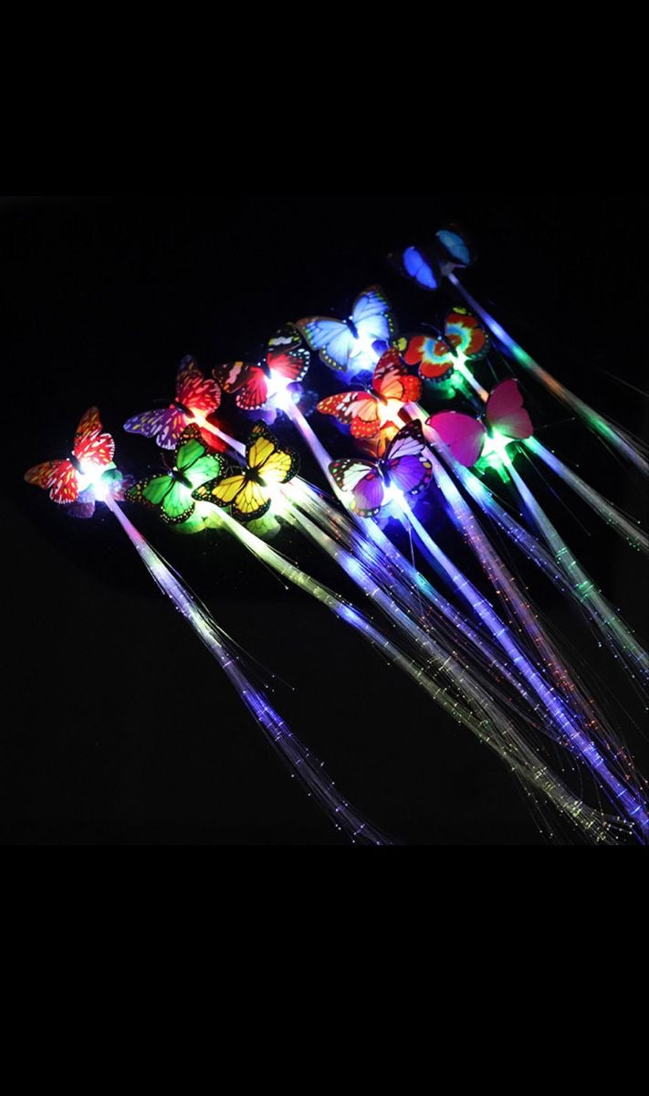 LED Butterfly Fiber Optic Hair Clip – Glowing Light Up Fairy Hair Extension Clip
