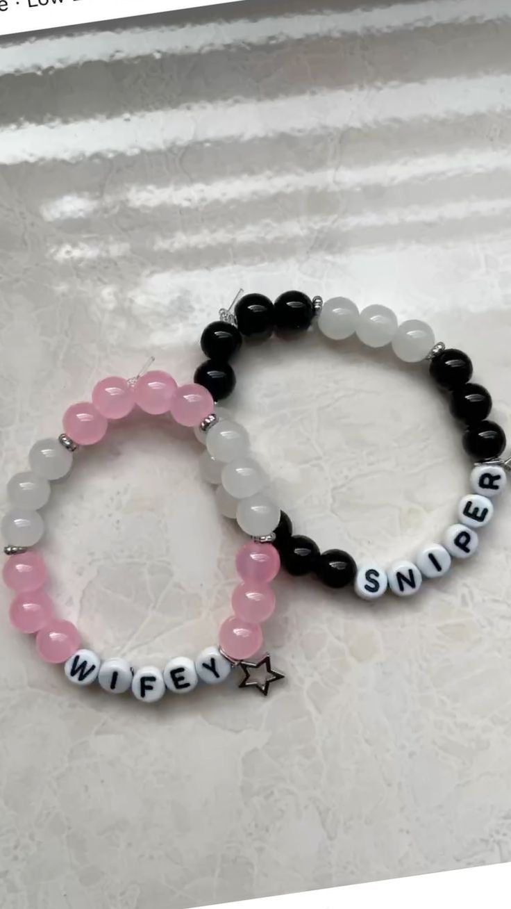 Sniper wifey matching couple bracelets combo❤️💝🖤