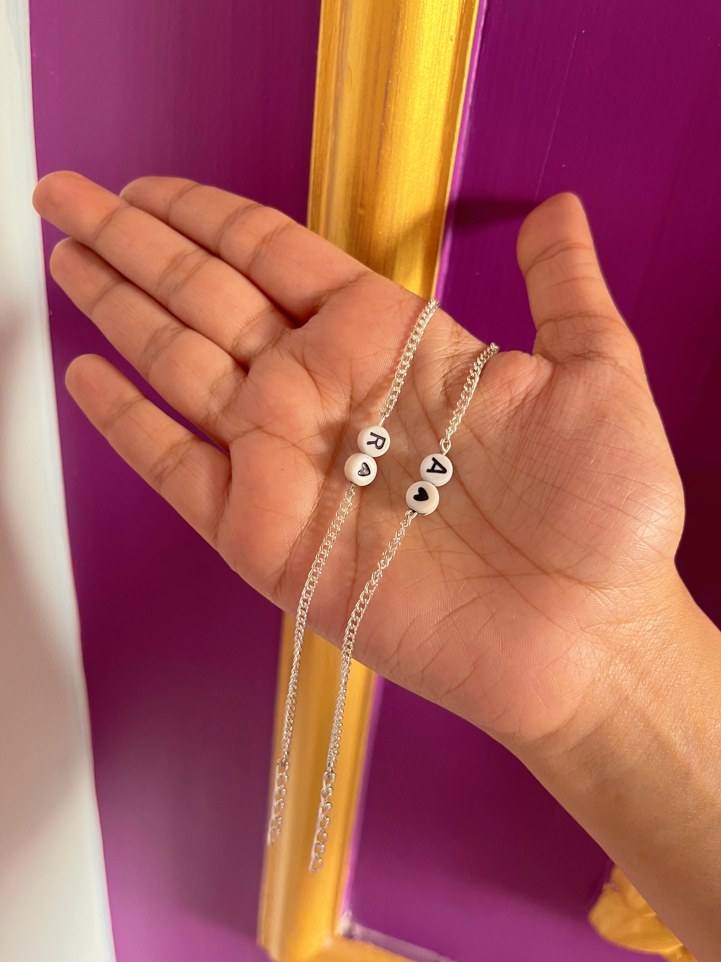 Initial couple heart minimal chain bracelet combo ♥️(read description for us to know about the letter customisation)