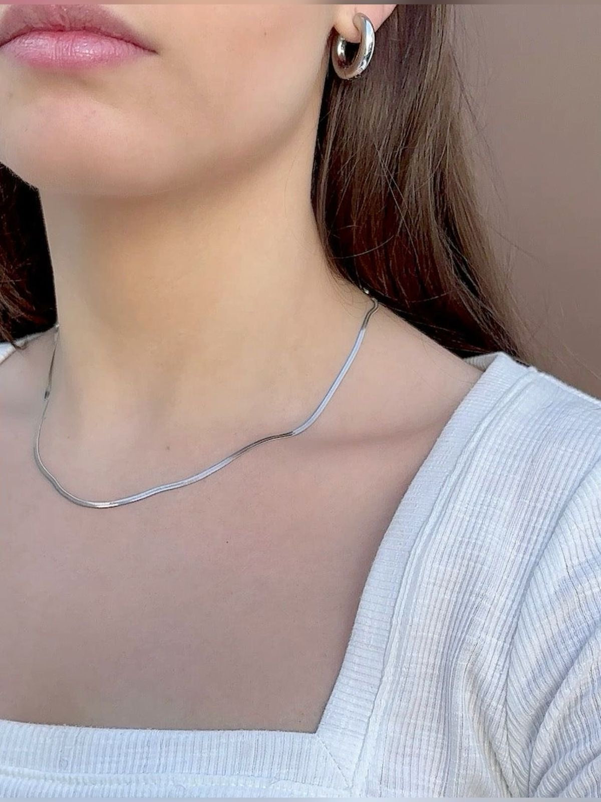 Silver thin sleek snakechain π ( anti tarnish / waterproof/ adjustable)