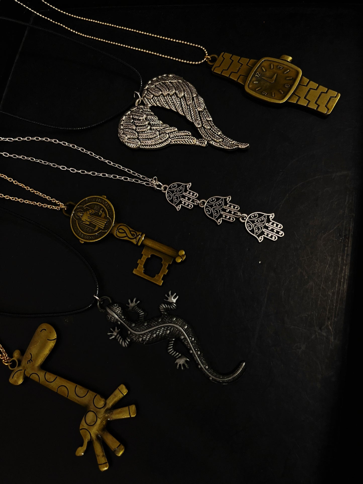 Wild silver lizard cord necklace π¦