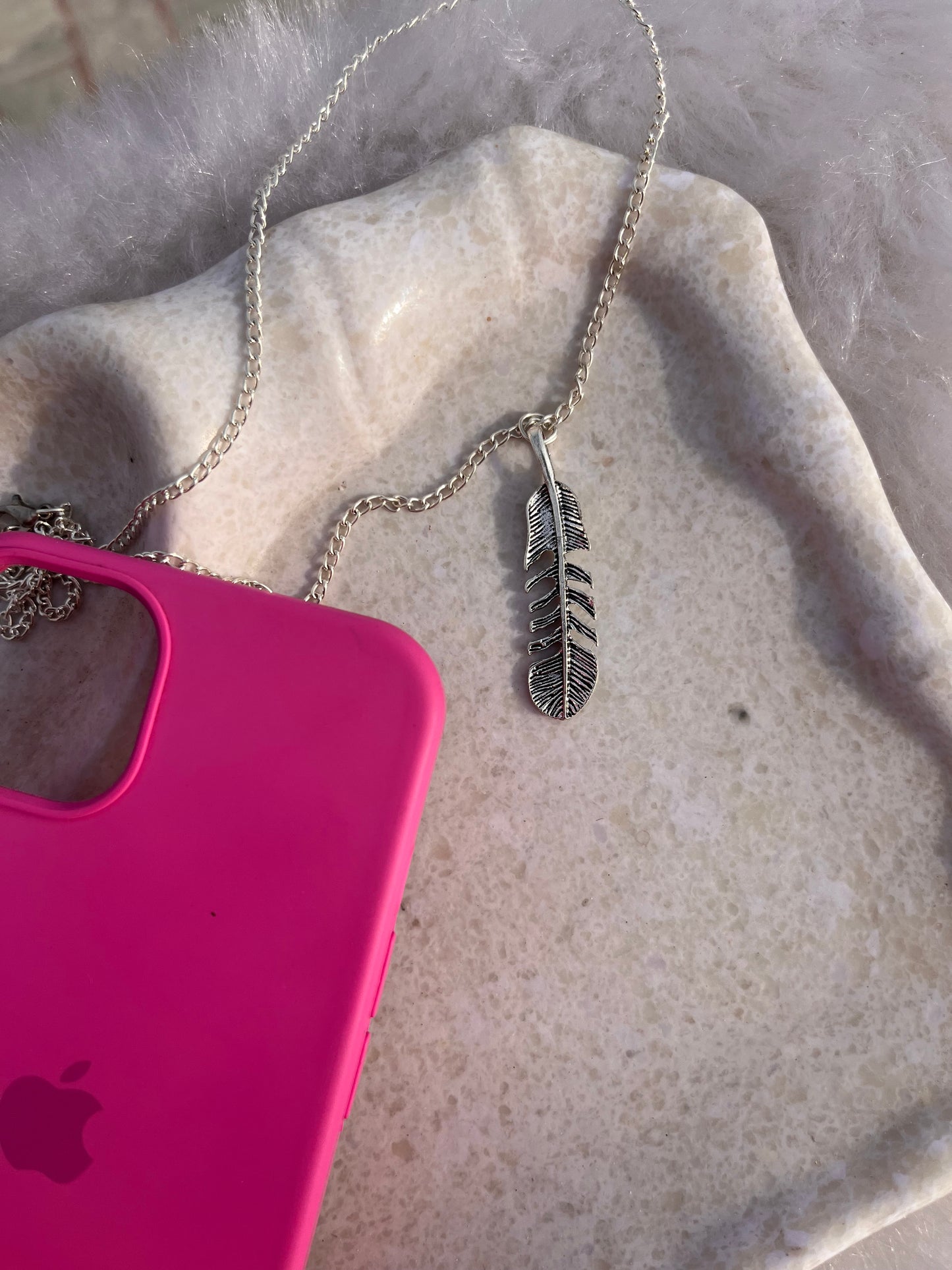 Feather theme silver chain necklace 🪶