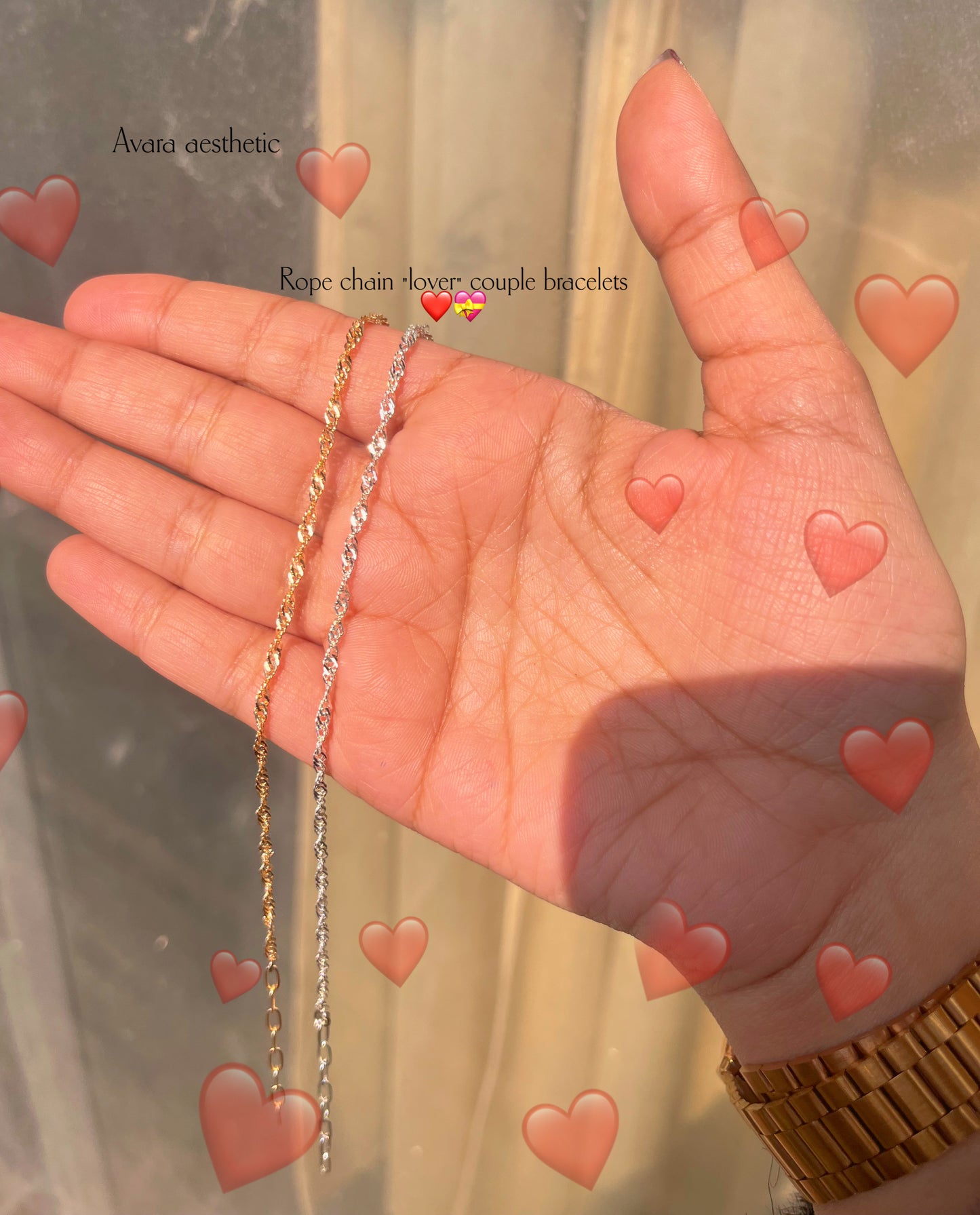 Lover rope minimal chain couple bracelets ( pair of two bracelets as shown) πβ€οΈπ₯° minimal adjustable durable.( golden-silver)