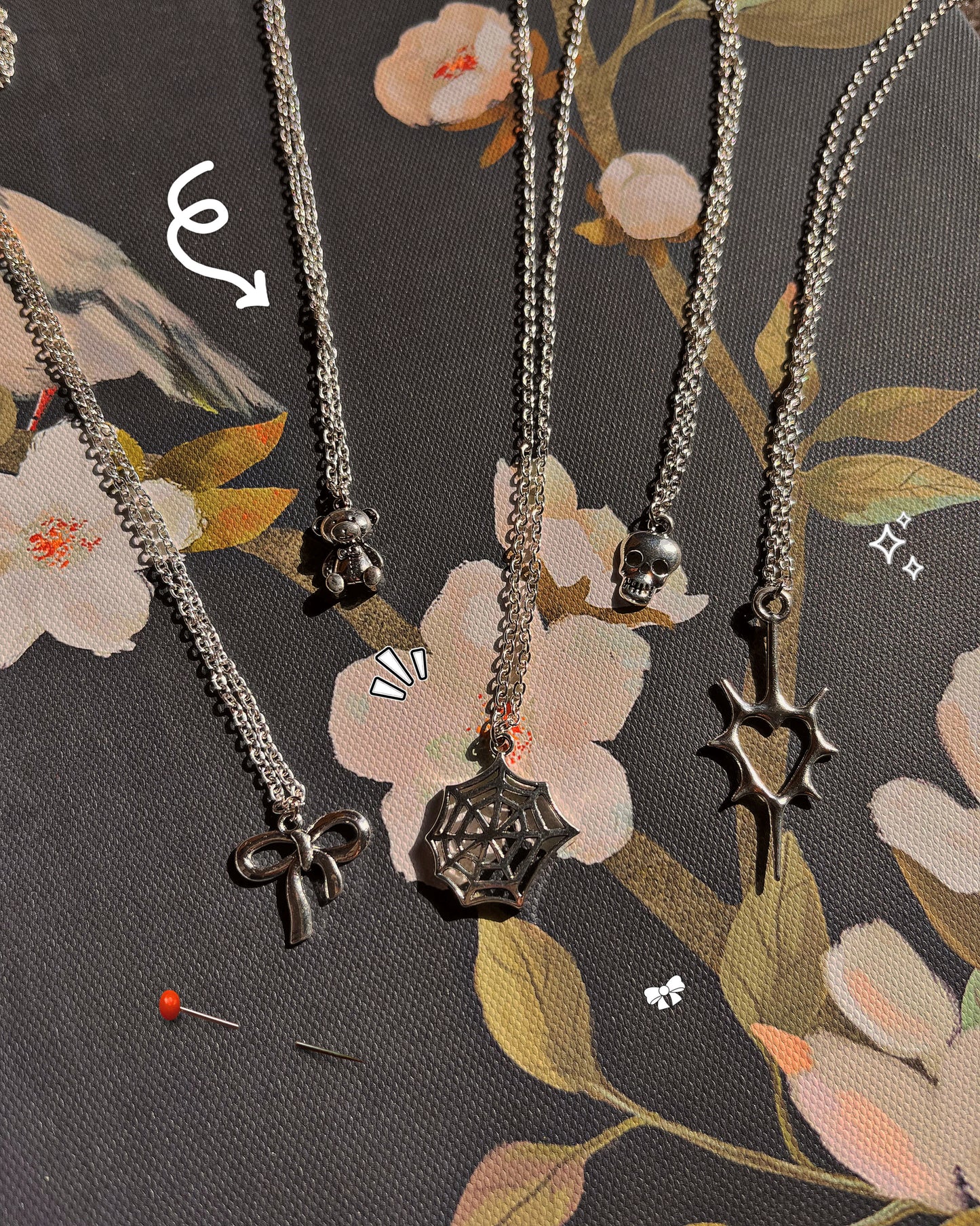 Skull π charm necklace genz vibes