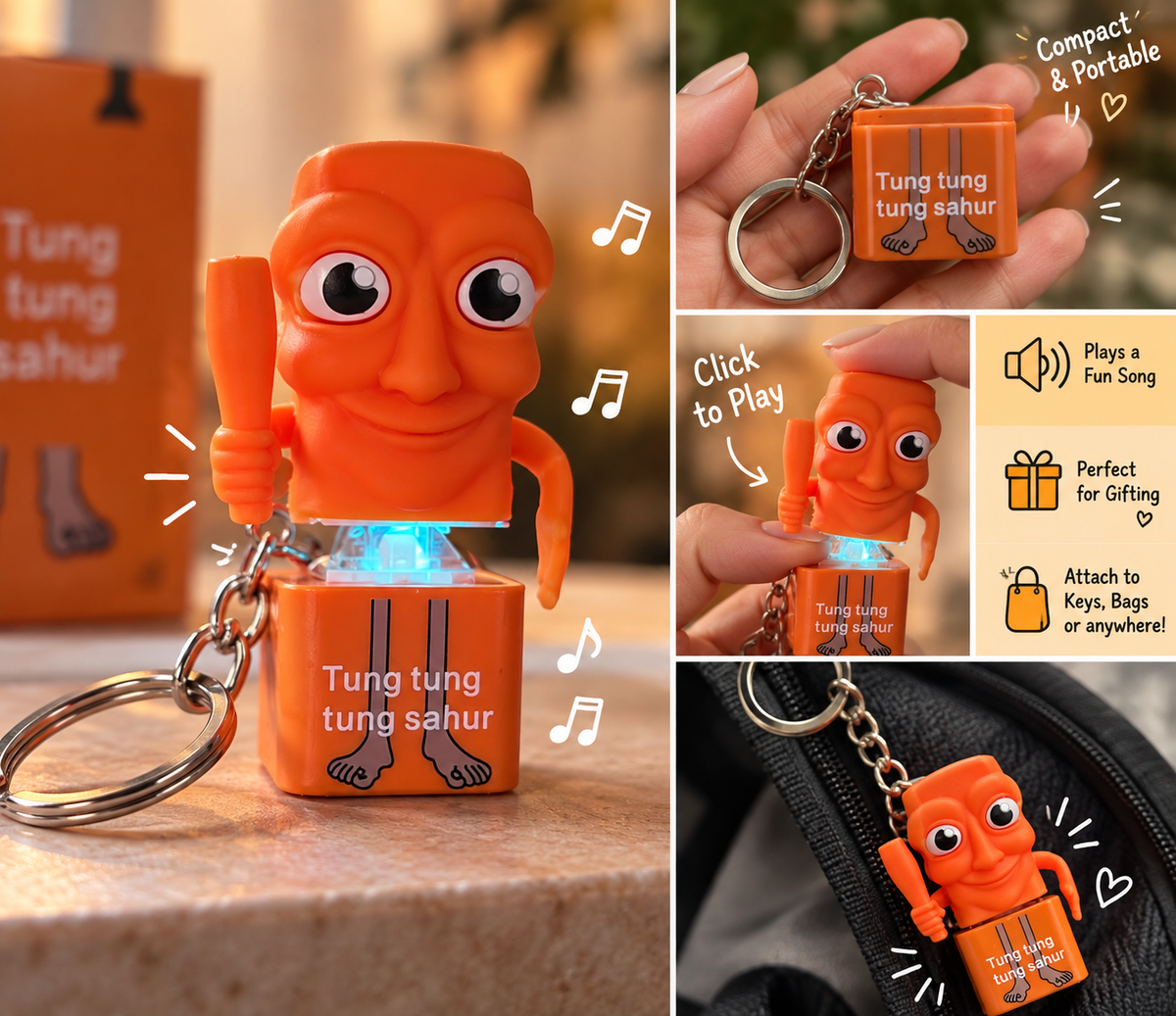 Tung Tung Sahur Music Clicker Keychain✨😌💌