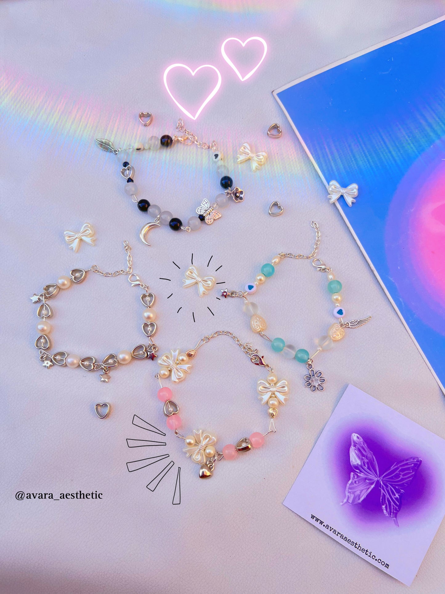 Pearl heart couquette bracelet π€