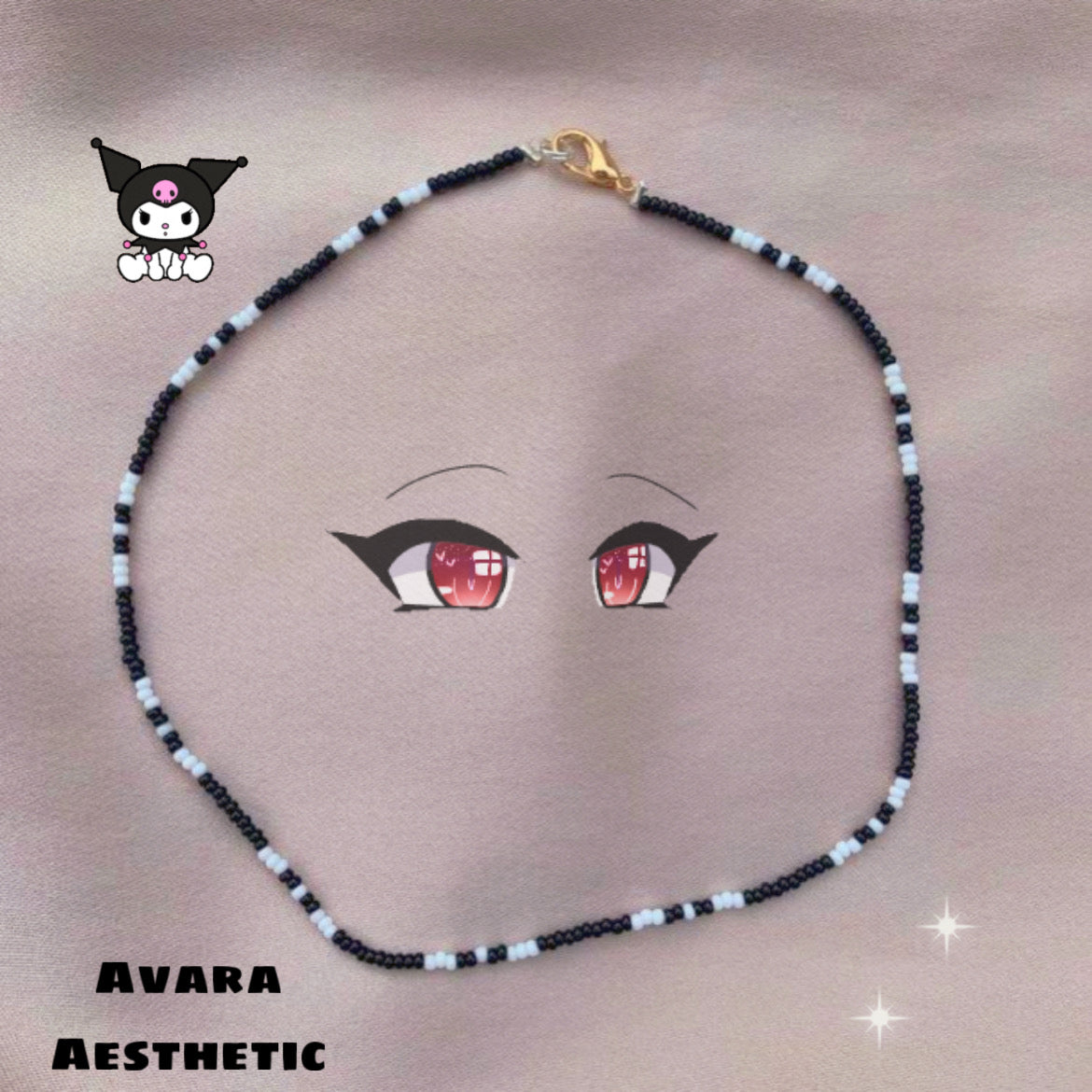 Black theme beaded necklace