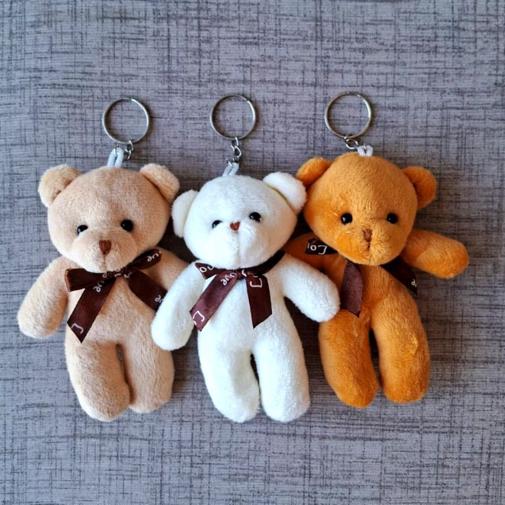 Cute Plush Teddy Bear Keychain | Soft Kawaii Bag Charm & Car Key Accessory🧸