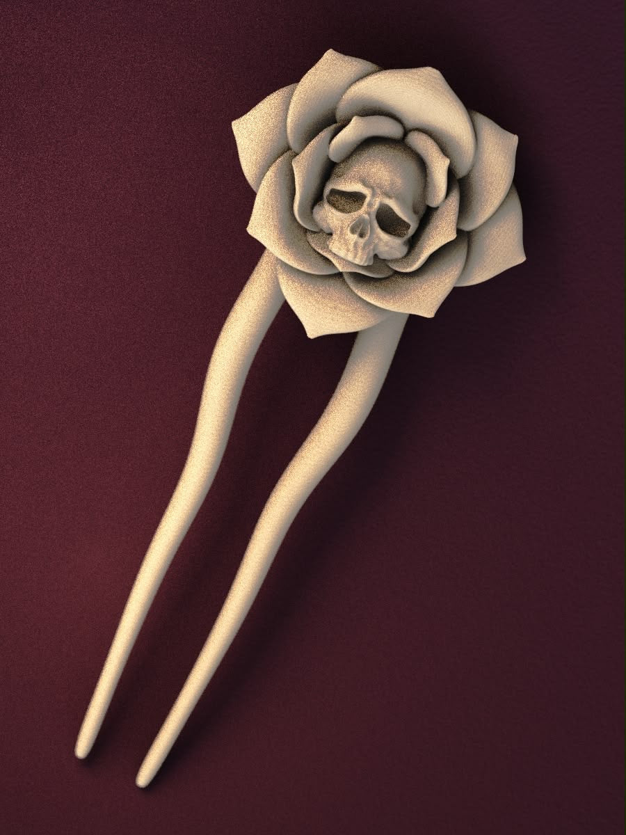 Noir Bloom Skull Hair Pin๐๐น