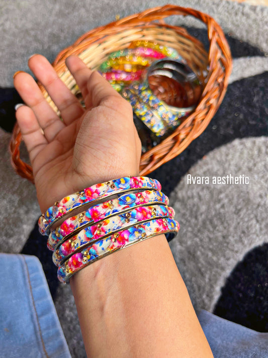 Gulabi noor🌸 bracelet bangle stack ( stack of 4 bangle bracelets as shown) standard size bangle set 😍