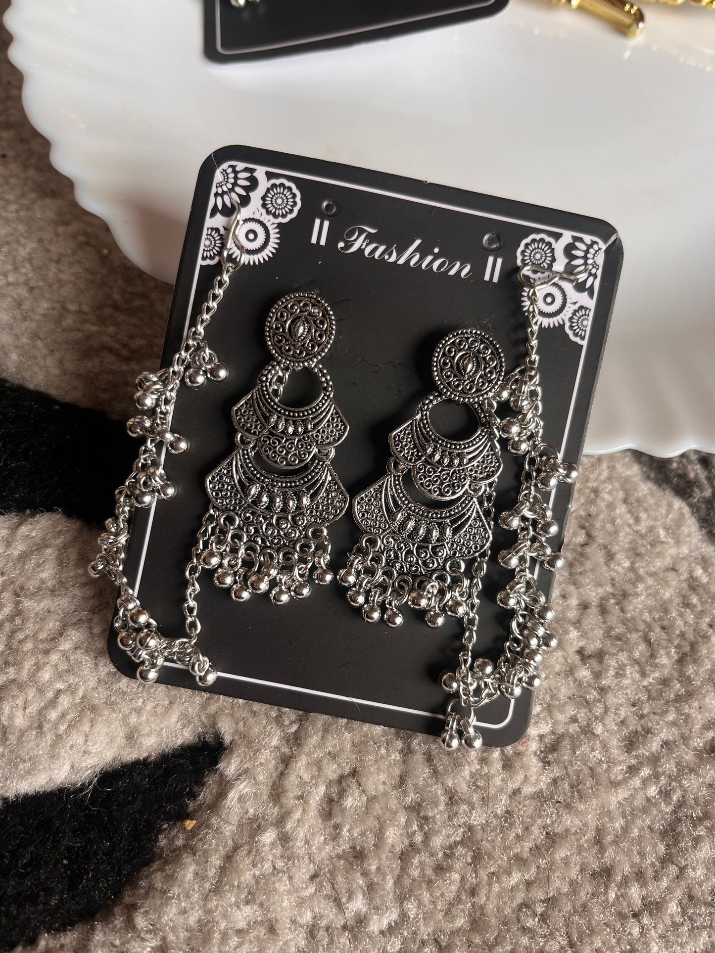 Jhanak jhumkha oxidised silver plated jhumkhi earrings 🦢🪞