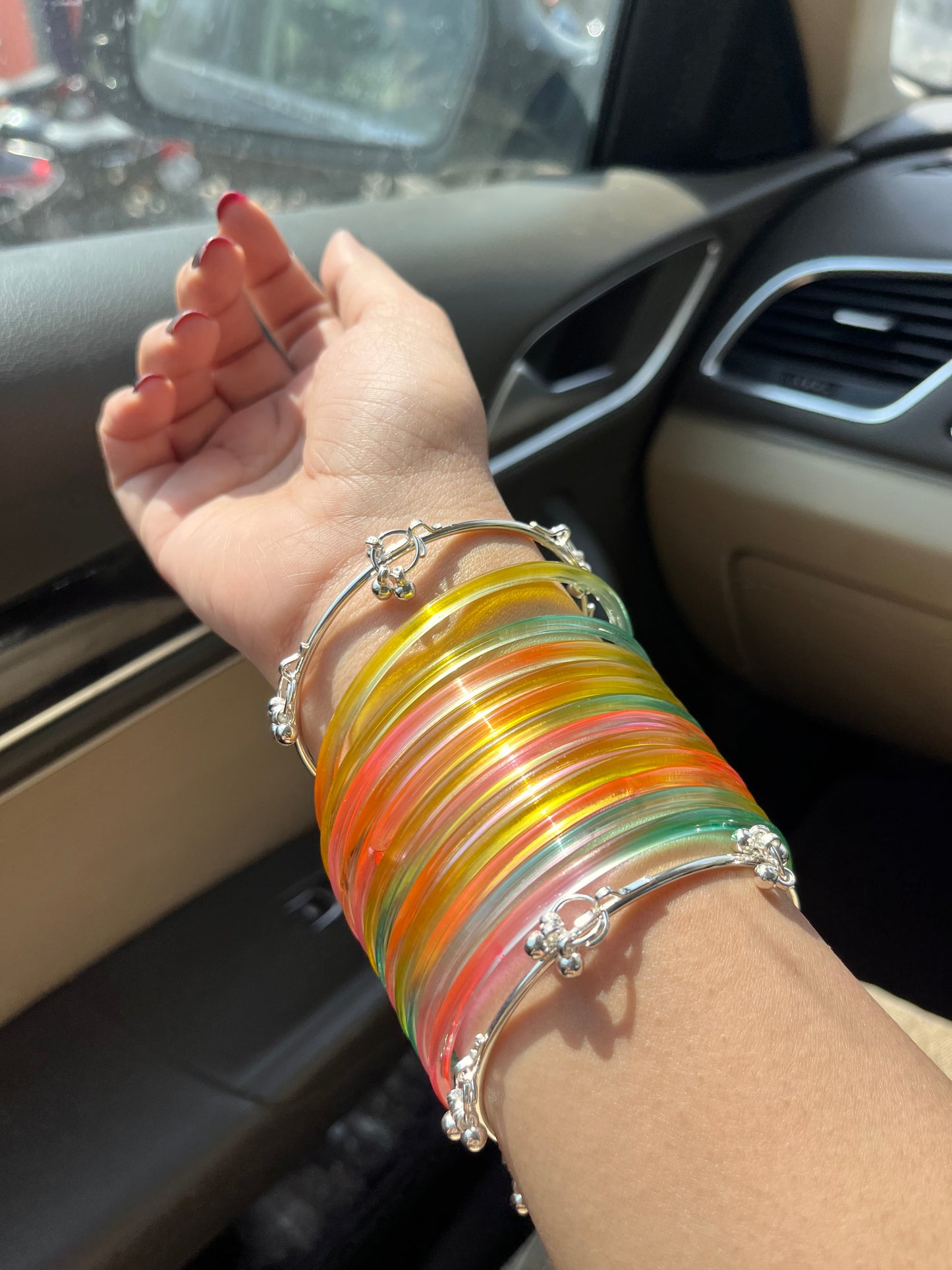 Multicolored jelly glass bangles set ♥️🌈🥹 consist of whole set of 12 bangles