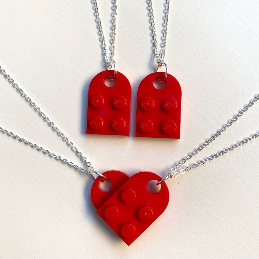 Lego matching heart couple chain necklace combo (pair of two necklace as shown)♥️