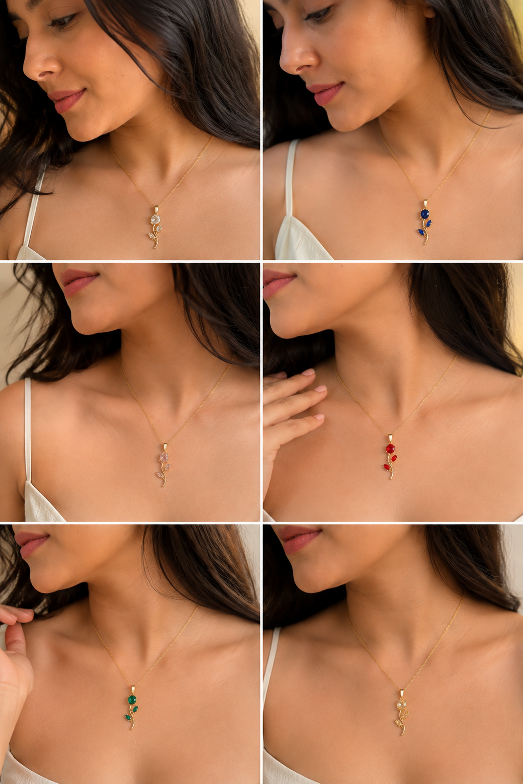 Tulip Necklace | Colorful Crystal Flower Pendant Necklace🌷🩵♥️