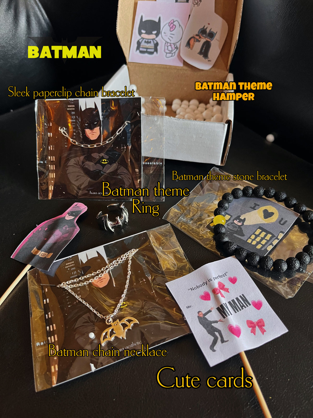 Batman theme gift hamper for him ️🦇😍💌 – Avara Aesthetic