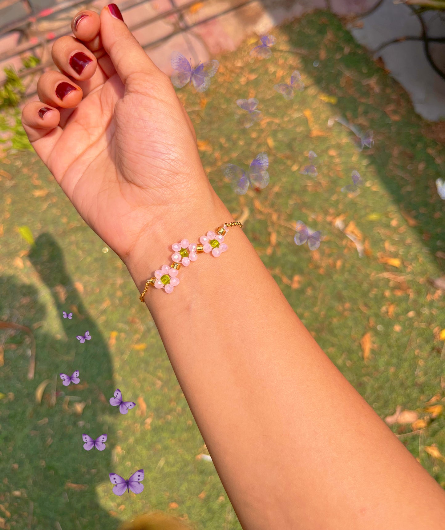 Dainty handmade chain flower theme / cherry theme bracelets 🌸🍒 (select bracelet below)