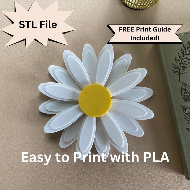 3D Printed Daisy Flower Fidget Spinner | Aesthetic Desk Toy & Stress Relief Spinner🌼
