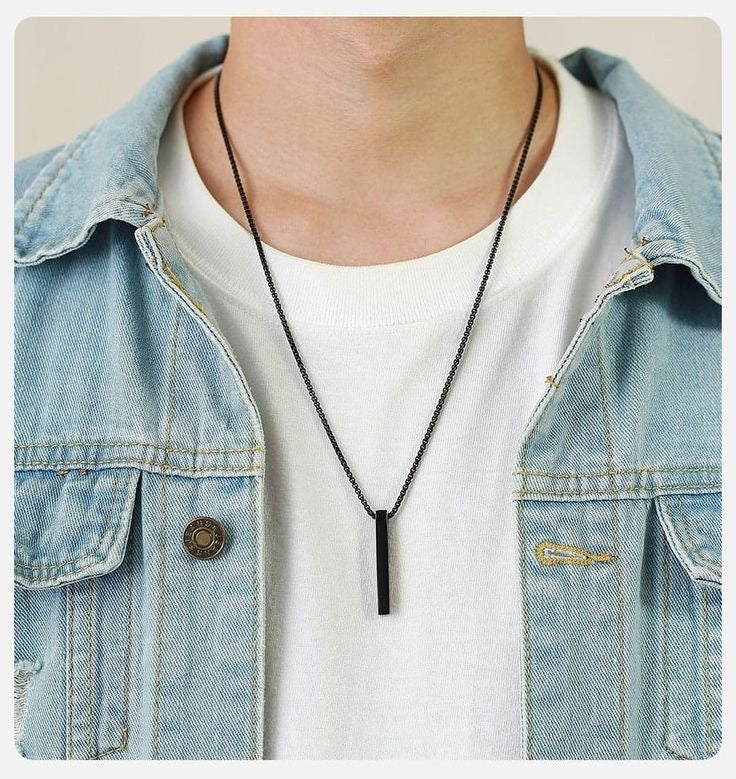 Egnite black stone chain necklace for guy◾️ ( Anti tarnish , water resistant)