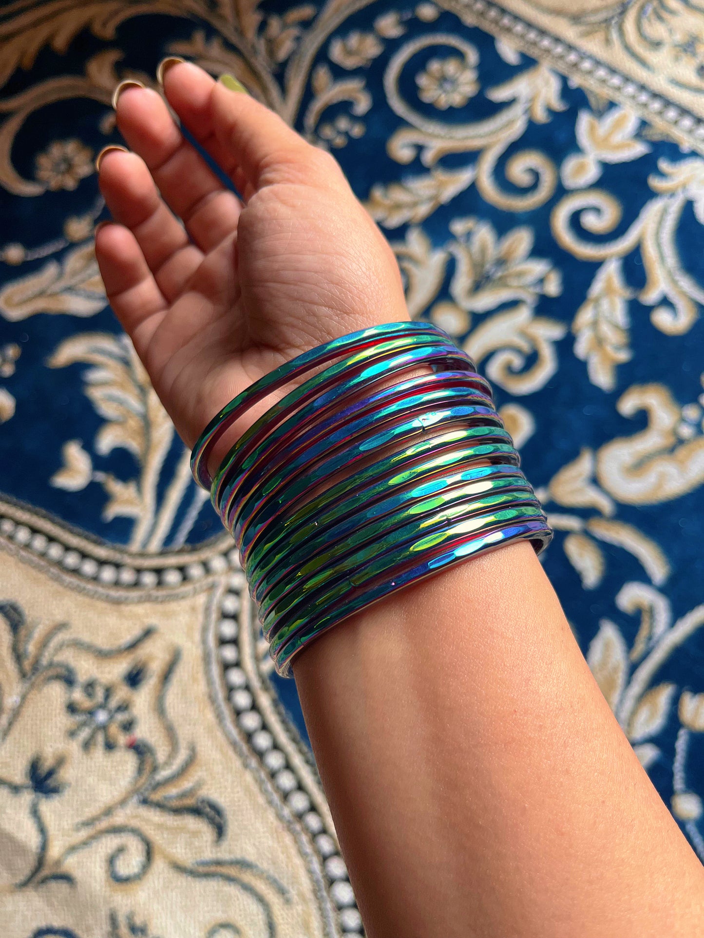 Peacock theme bangles set🦚☺️(set of 12 bangles )