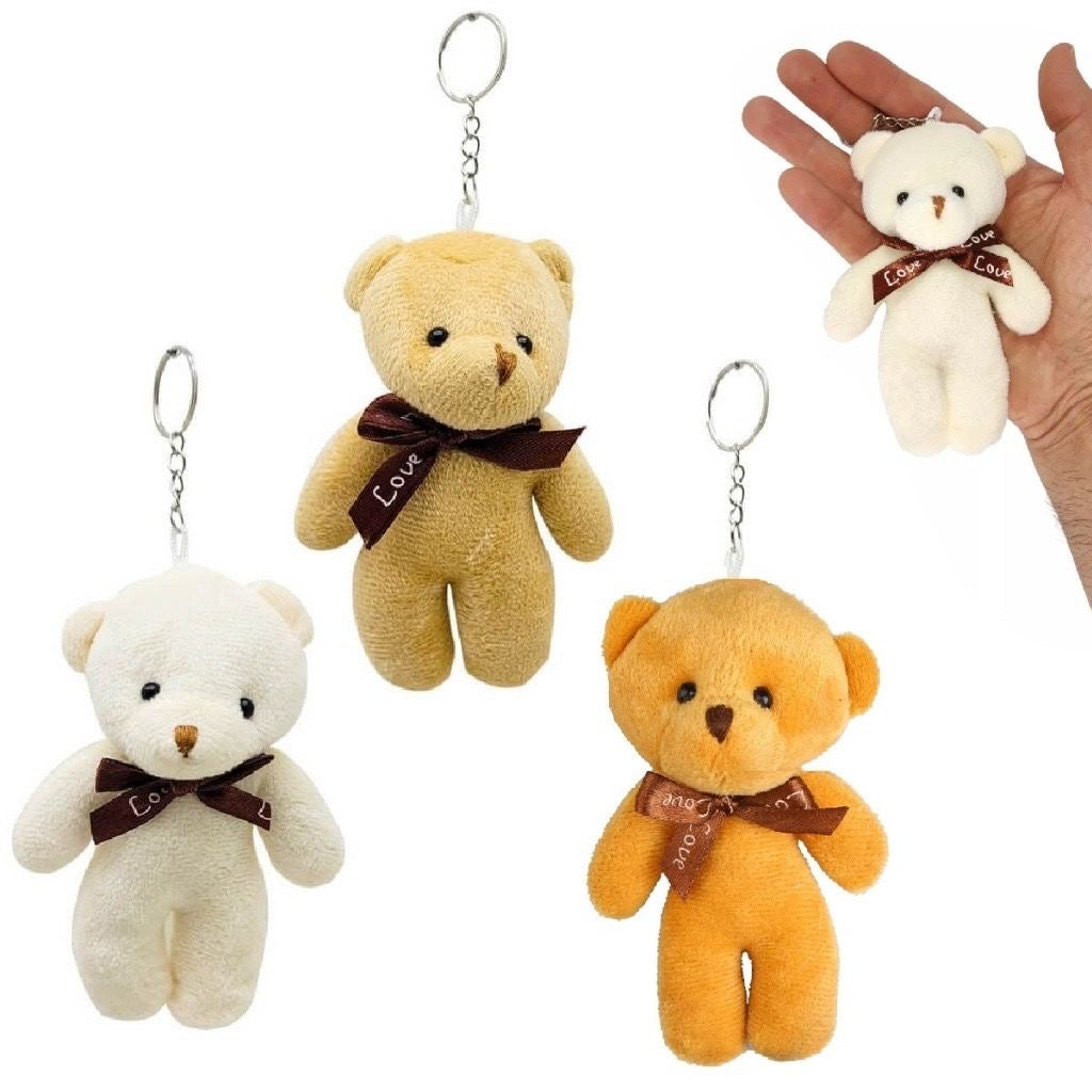 Cute Plush Teddy Bear Keychain | Soft Kawaii Bag Charm & Car Key Accessory🧸
