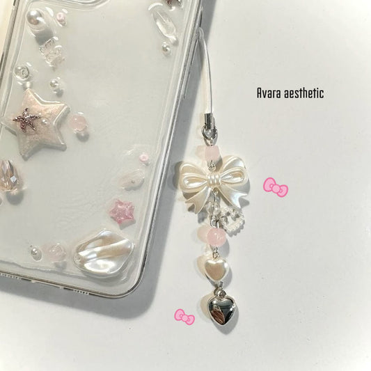 Handmade cute pink bow theme phonecharm 💝🎀