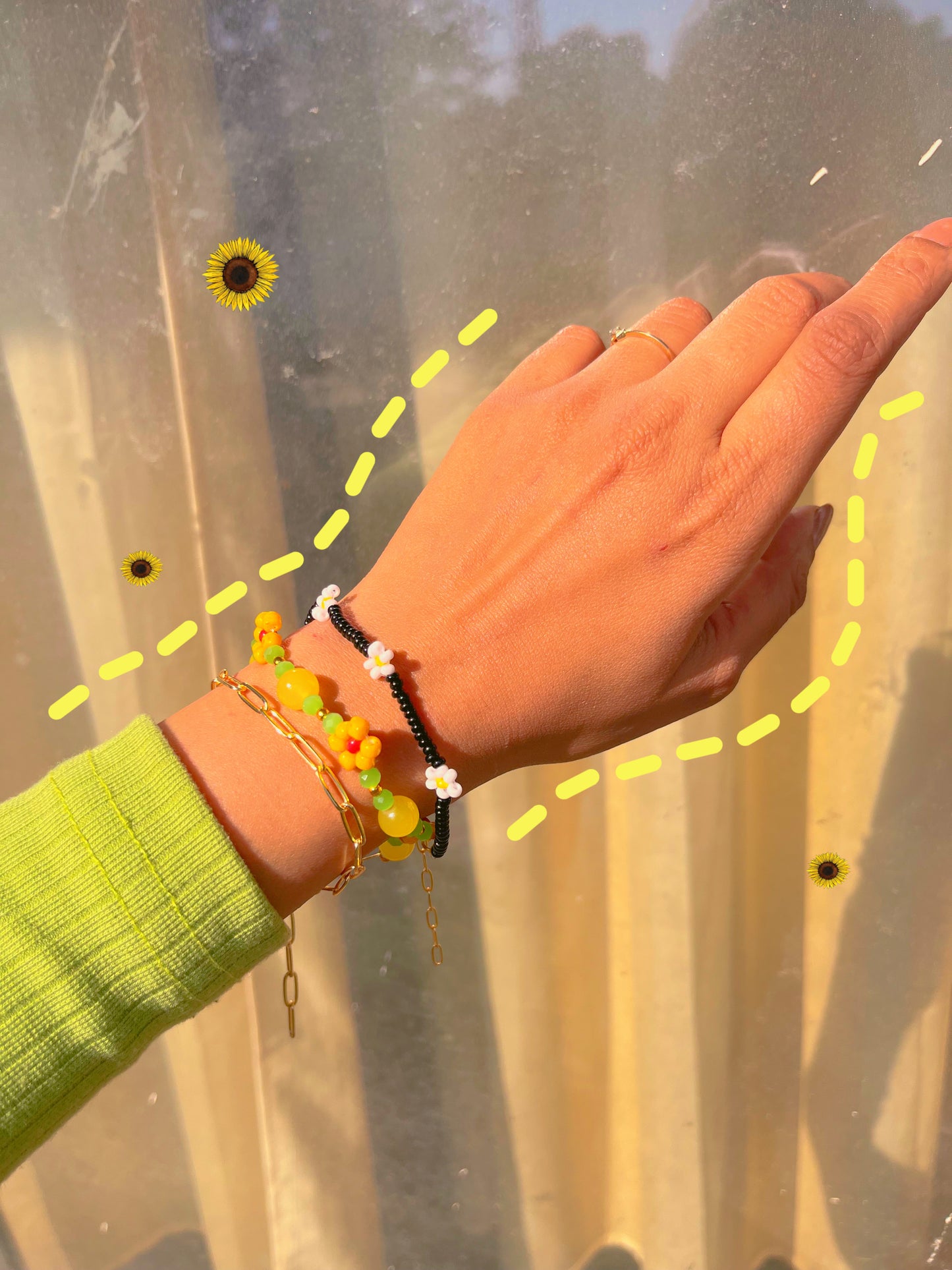 Sunflower theme bracelet stack ( three bracelets together as shown)🌻