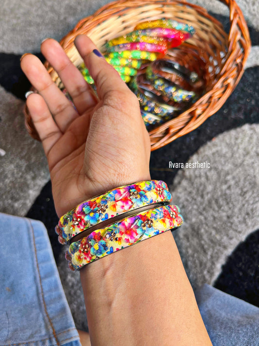 Gulzar sitara floral bracelet stack of 2 bracelets bangles as shown🌼🌺🌻🪻🌷