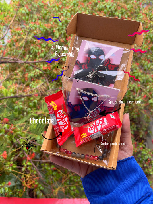 Spiderman theme hamper for him 🕷️( consist of spiderman chain , spider ring , spiderverse bracelet, chocolates)