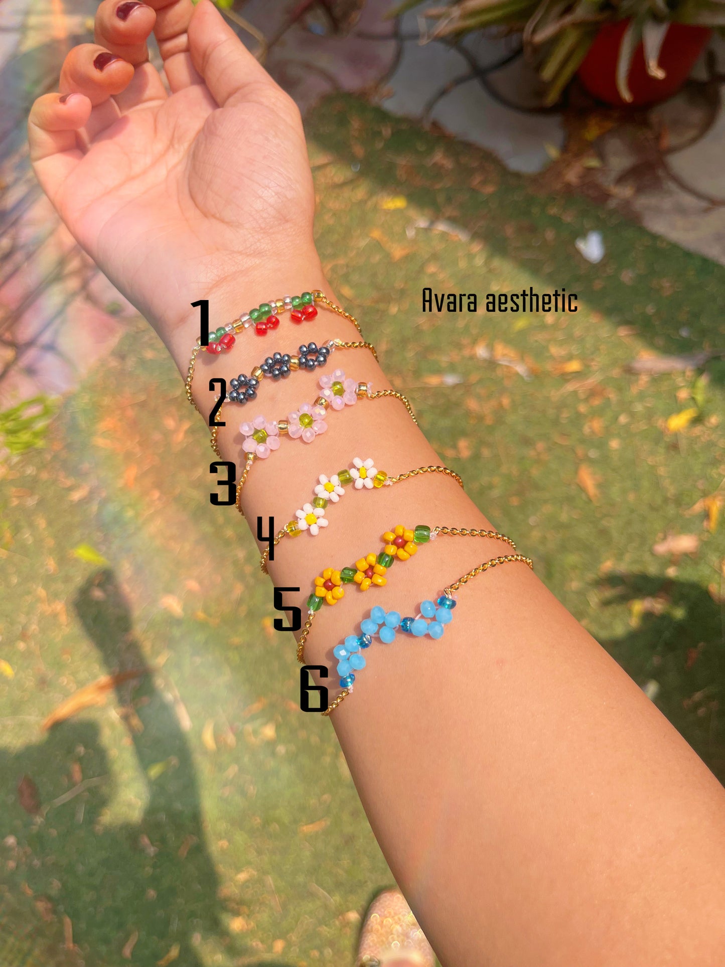 Dainty handmade chain flower theme / cherry theme bracelets 🌸🍒 (select bracelet below)